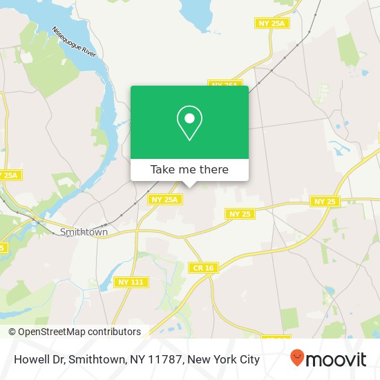 Mapa de Howell Dr, Smithtown, NY 11787