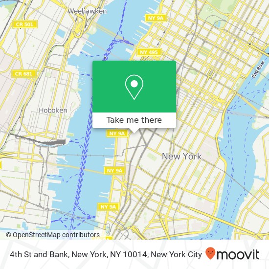 Mapa de 4th St and Bank, New York, NY 10014