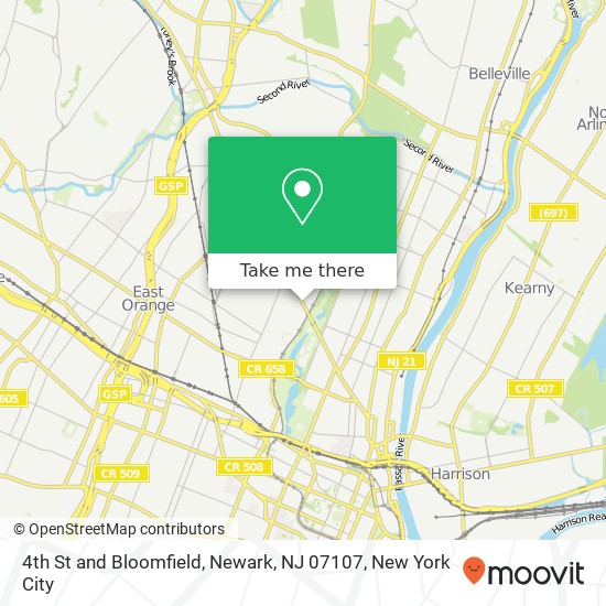 Mapa de 4th St and Bloomfield, Newark, NJ 07107