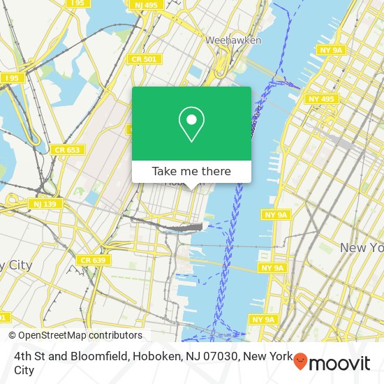 Mapa de 4th St and Bloomfield, Hoboken, NJ 07030