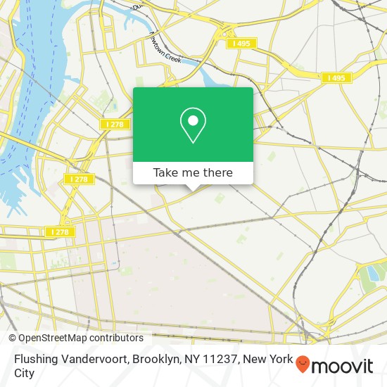 Mapa de Flushing Vandervoort, Brooklyn, NY 11237