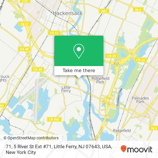 Mapa de 71, 5 River St Ext #71, Little Ferry, NJ 07643, USA