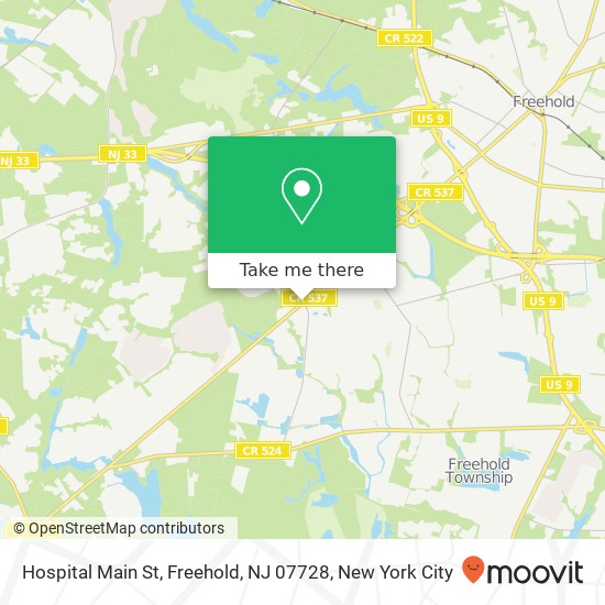 Mapa de Hospital Main St, Freehold, NJ 07728
