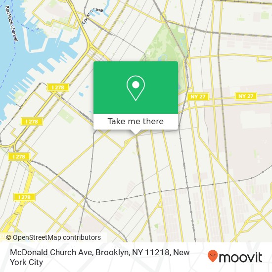 Mapa de McDonald Church Ave, Brooklyn, NY 11218