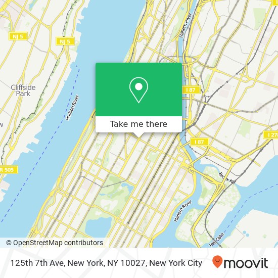 125th 7th Ave, New York, NY 10027 map