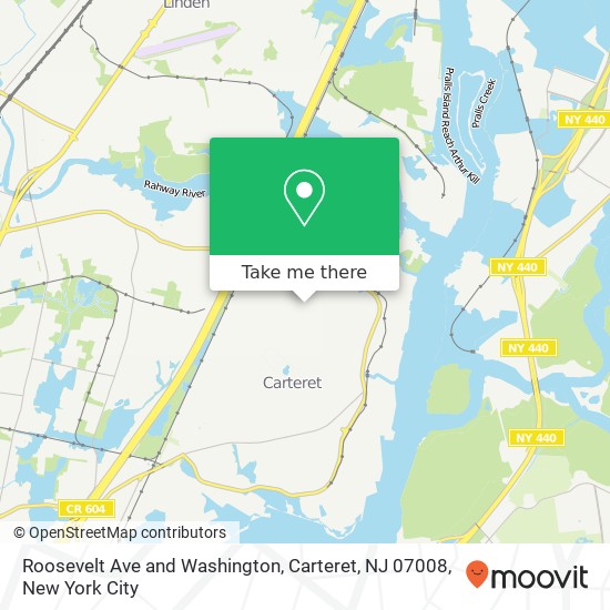 Mapa de Roosevelt Ave and Washington, Carteret, NJ 07008