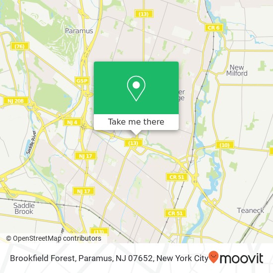 Mapa de Brookfield Forest, Paramus, NJ 07652