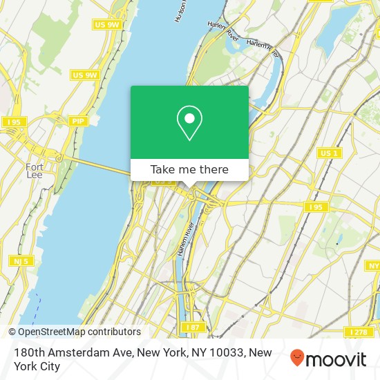 Mapa de 180th Amsterdam Ave, New York, NY 10033