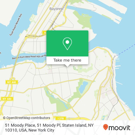 Mapa de 51 Moody Place, 51 Moody Pl, Staten Island, NY 10310, USA