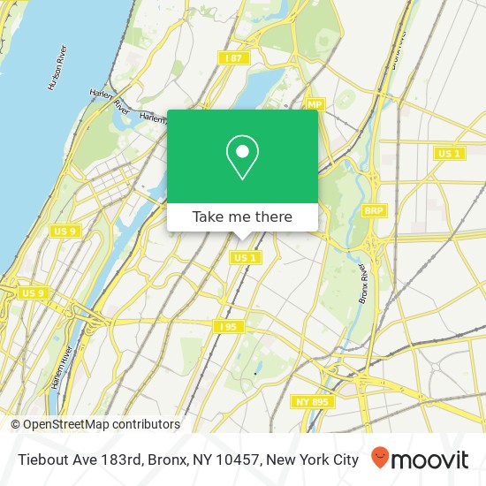 Mapa de Tiebout Ave 183rd, Bronx, NY 10457