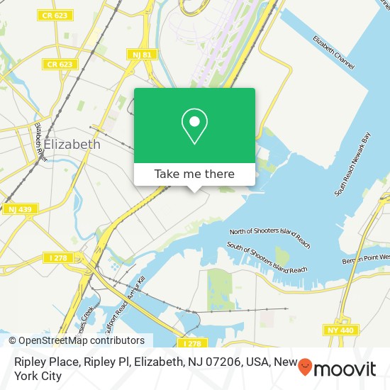 Mapa de Ripley Place, Ripley Pl, Elizabeth, NJ 07206, USA