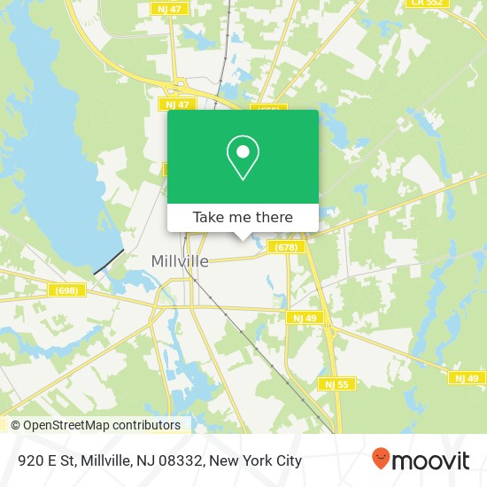 Mapa de 920 E St, Millville, NJ 08332