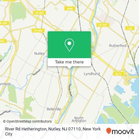 Mapa de River Rd Hetherington, Nutley, NJ 07110