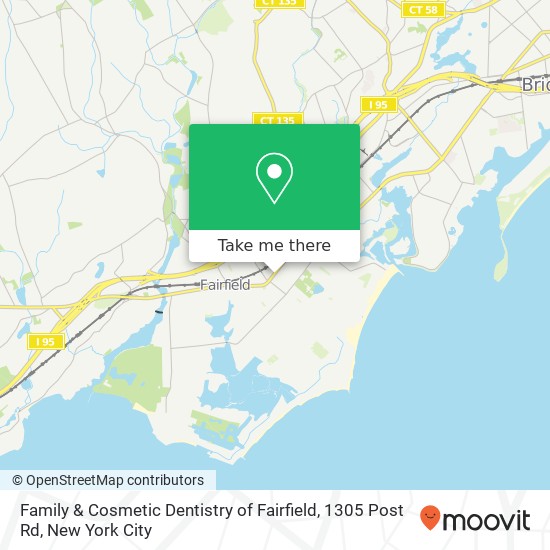 Mapa de Family & Cosmetic Dentistry of Fairfield, 1305 Post Rd