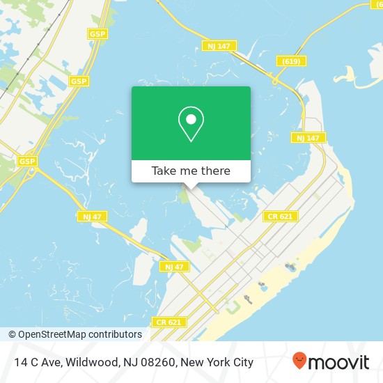 Mapa de 14 C Ave, Wildwood, NJ 08260