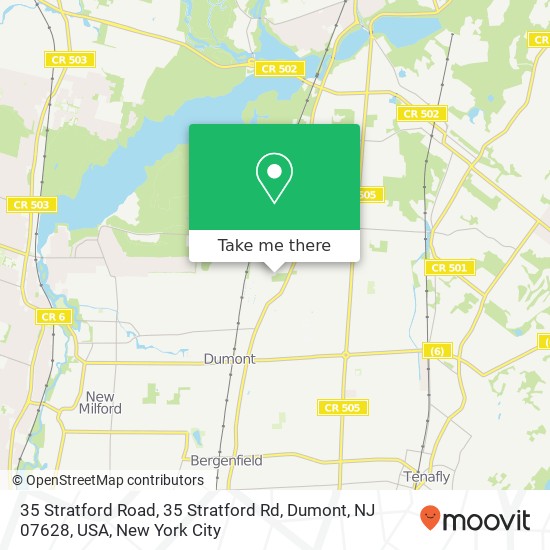 Mapa de 35 Stratford Road, 35 Stratford Rd, Dumont, NJ 07628, USA