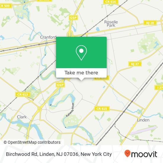 Birchwood Rd, Linden, NJ 07036 map