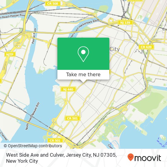 Mapa de West Side Ave and Culver, Jersey City, NJ 07305