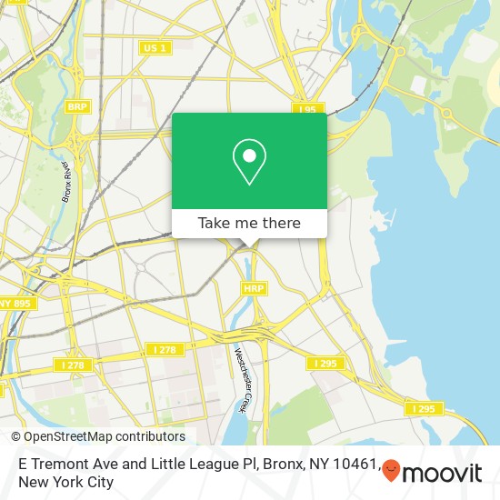 Mapa de E Tremont Ave and Little League Pl, Bronx, NY 10461