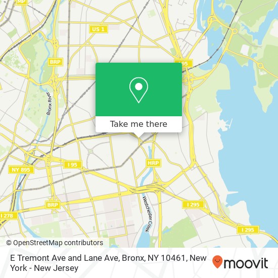Mapa de E Tremont Ave and Lane Ave, Bronx, NY 10461