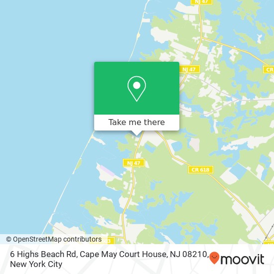 Mapa de 6 Highs Beach Rd, Cape May Court House, NJ 08210
