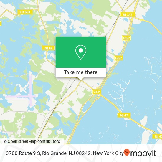 Mapa de 3700 Route 9 S, Rio Grande, NJ 08242