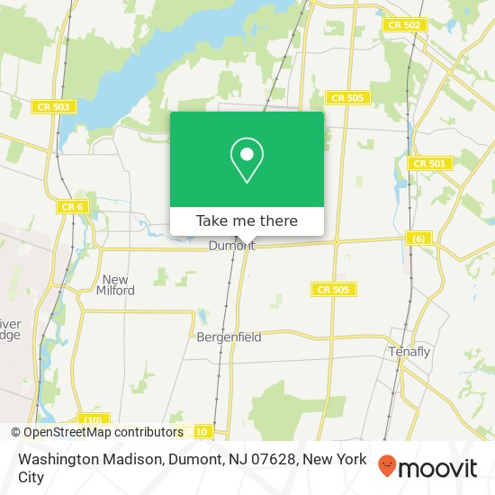 Mapa de Washington Madison, Dumont, NJ 07628