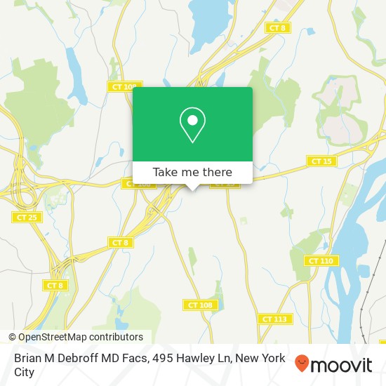 Mapa de Brian M Debroff MD Facs, 495 Hawley Ln
