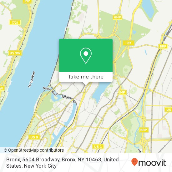 Mapa de Bronx, 5604 Broadway, Bronx, NY 10463, United States
