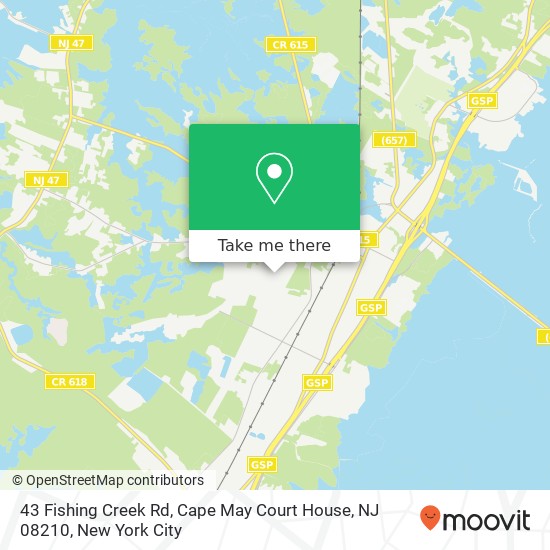 Mapa de 43 Fishing Creek Rd, Cape May Court House, NJ 08210