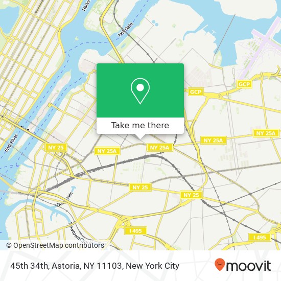 Mapa de 45th 34th, Astoria, NY 11103