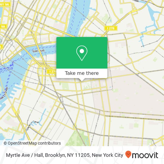 Mapa de Myrtle Ave / Hall, Brooklyn, NY 11205