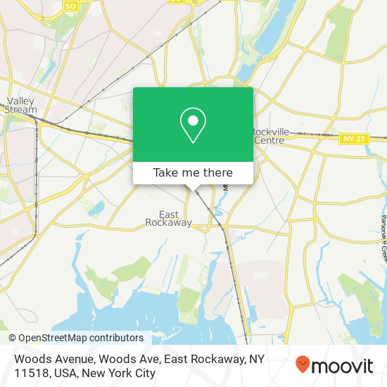 Mapa de Woods Avenue, Woods Ave, East Rockaway, NY 11518, USA