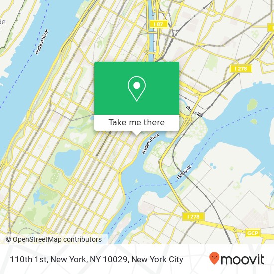 110th 1st, New York, NY 10029 map