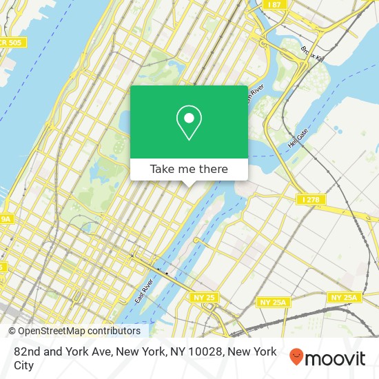 82nd and York Ave, New York, NY 10028 map