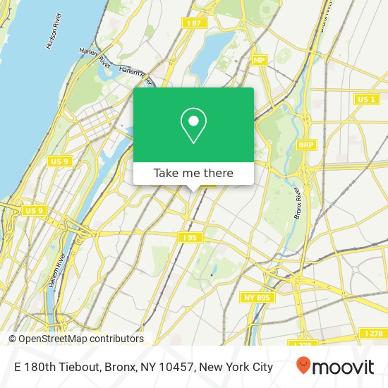 Mapa de E 180th Tiebout, Bronx, NY 10457