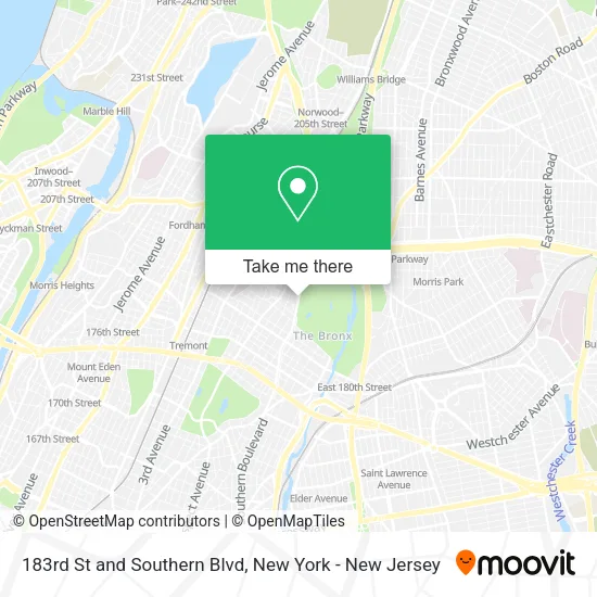 Mapa de 183rd St and Southern Blvd