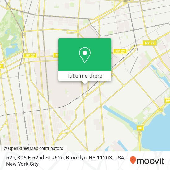 Mapa de 52n, 806 E 52nd St #52n, Brooklyn, NY 11203, USA