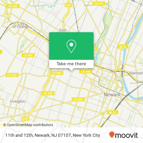 11th and 12th, Newark, NJ 07107 map