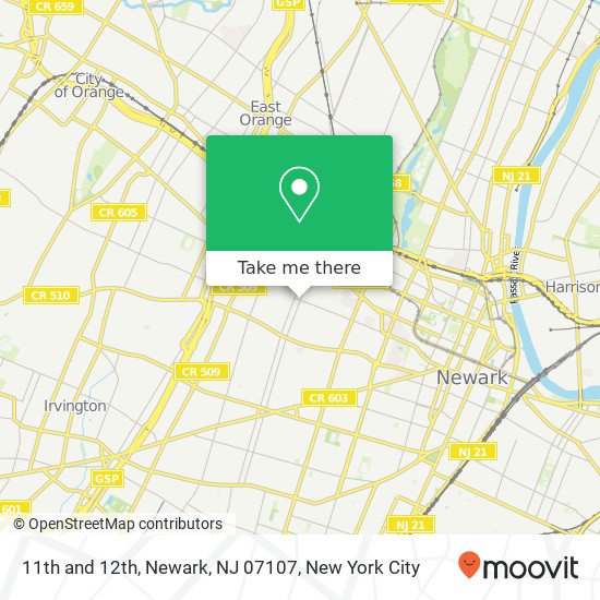 Mapa de 11th and 12th, Newark, NJ 07107