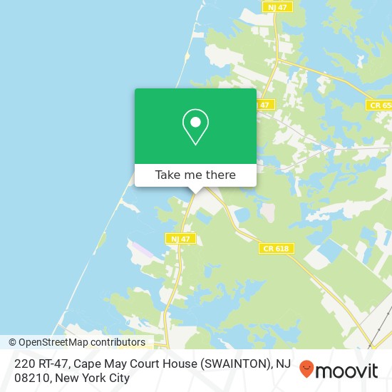Mapa de 220 RT-47, Cape May Court House (SWAINTON), NJ 08210
