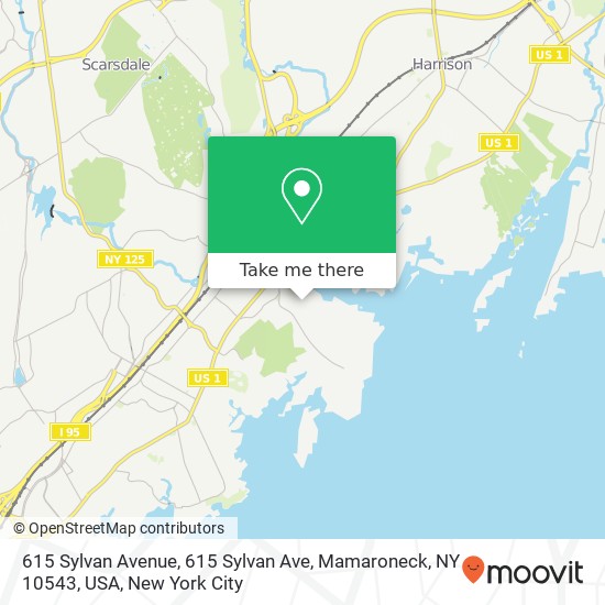 Mapa de 615 Sylvan Avenue, 615 Sylvan Ave, Mamaroneck, NY 10543, USA