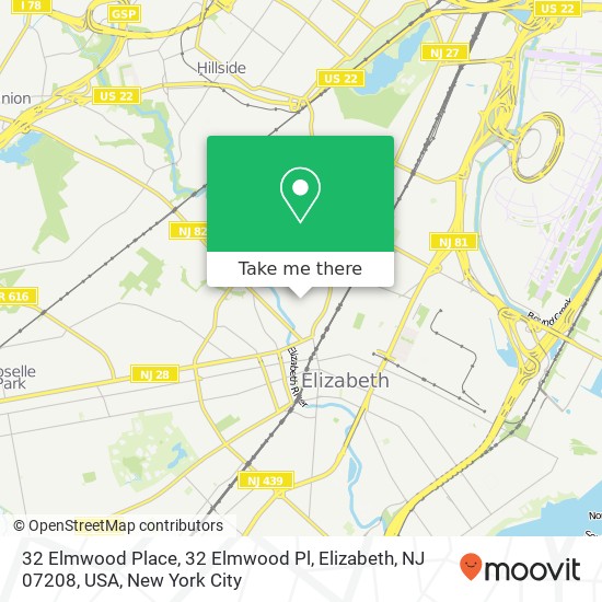 32 Elmwood Place, 32 Elmwood Pl, Elizabeth, NJ 07208, USA map