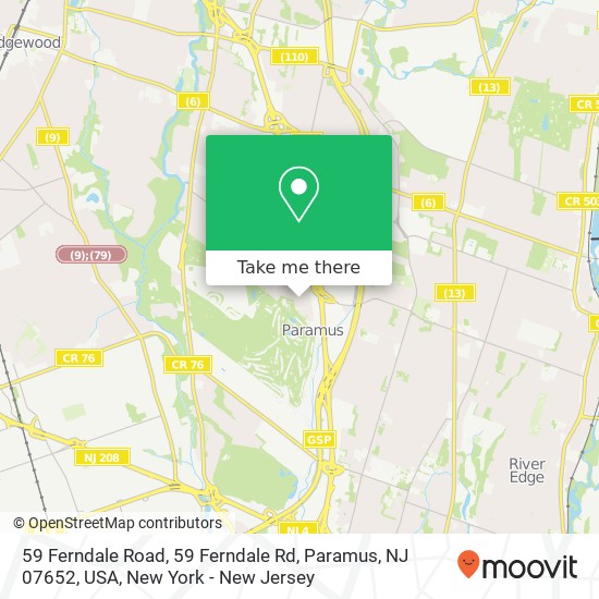 Mapa de 59 Ferndale Road, 59 Ferndale Rd, Paramus, NJ 07652, USA