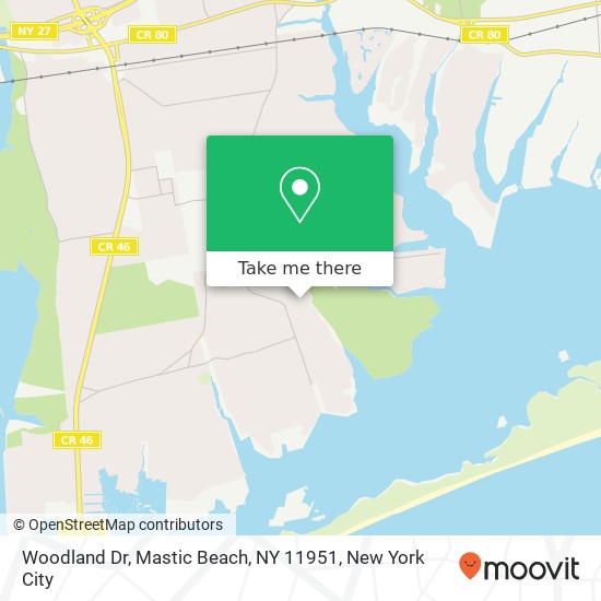 Woodland Dr, Mastic Beach, NY 11951 map