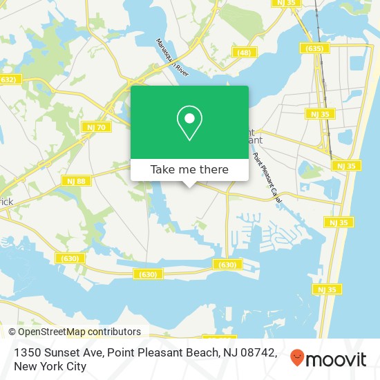 Mapa de 1350 Sunset Ave, Point Pleasant Beach, NJ 08742