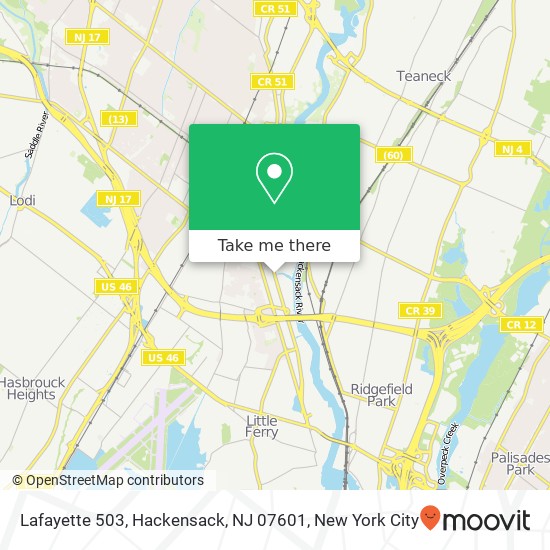 Mapa de Lafayette 503, Hackensack, NJ 07601