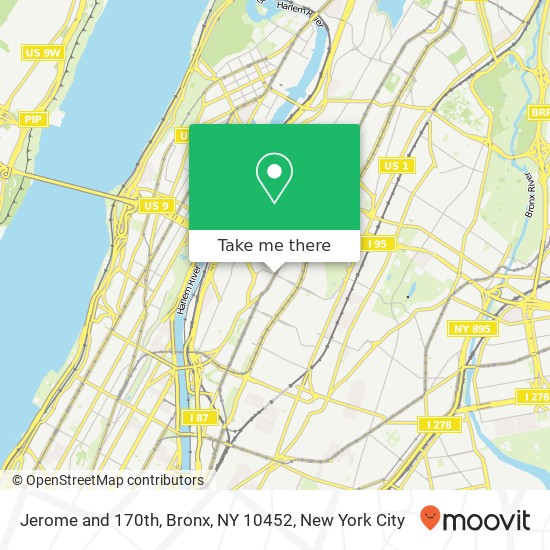 Jerome and 170th, Bronx, NY 10452 map