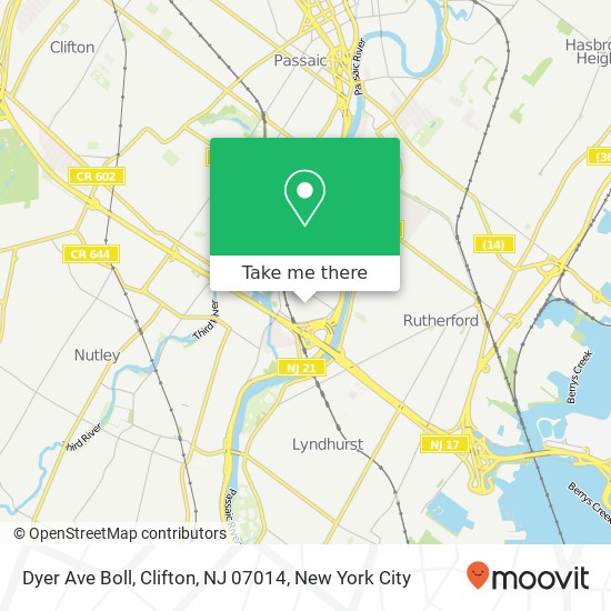 Mapa de Dyer Ave Boll, Clifton, NJ 07014