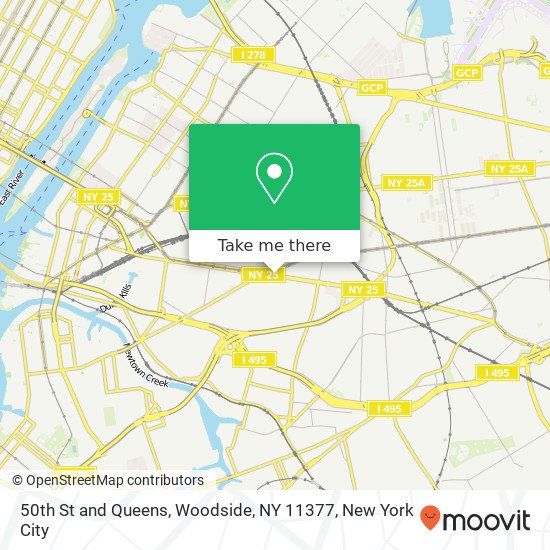 Mapa de 50th St and Queens, Woodside, NY 11377